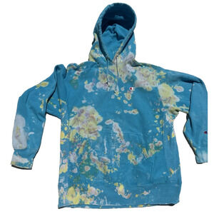 HAND DYED UNIQUE 1-OF-1 BLUE CHAMPION HOODIE large